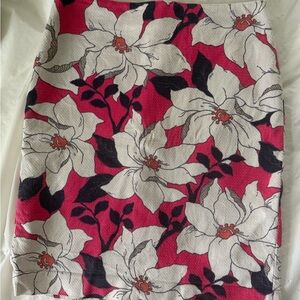 Ann Taylor Hibiscus Floral Pencil Skirt in Pink Blue and White